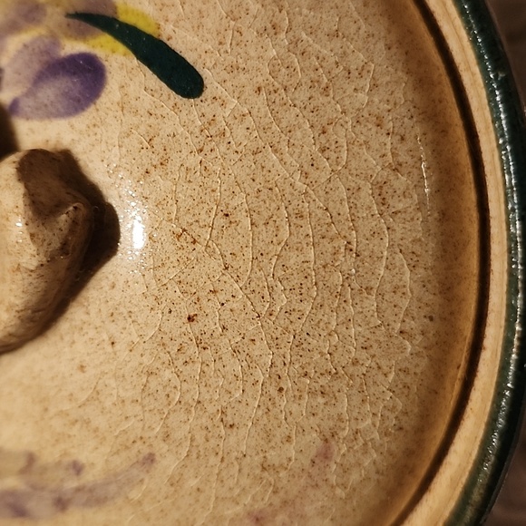 Handcrafted Pottery Dish With Lid  Floral Design - Picture 5 of 5